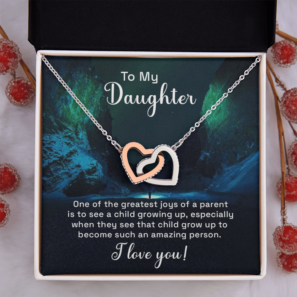 Interlocking Hearts Necklace : To My Daughter I Love You