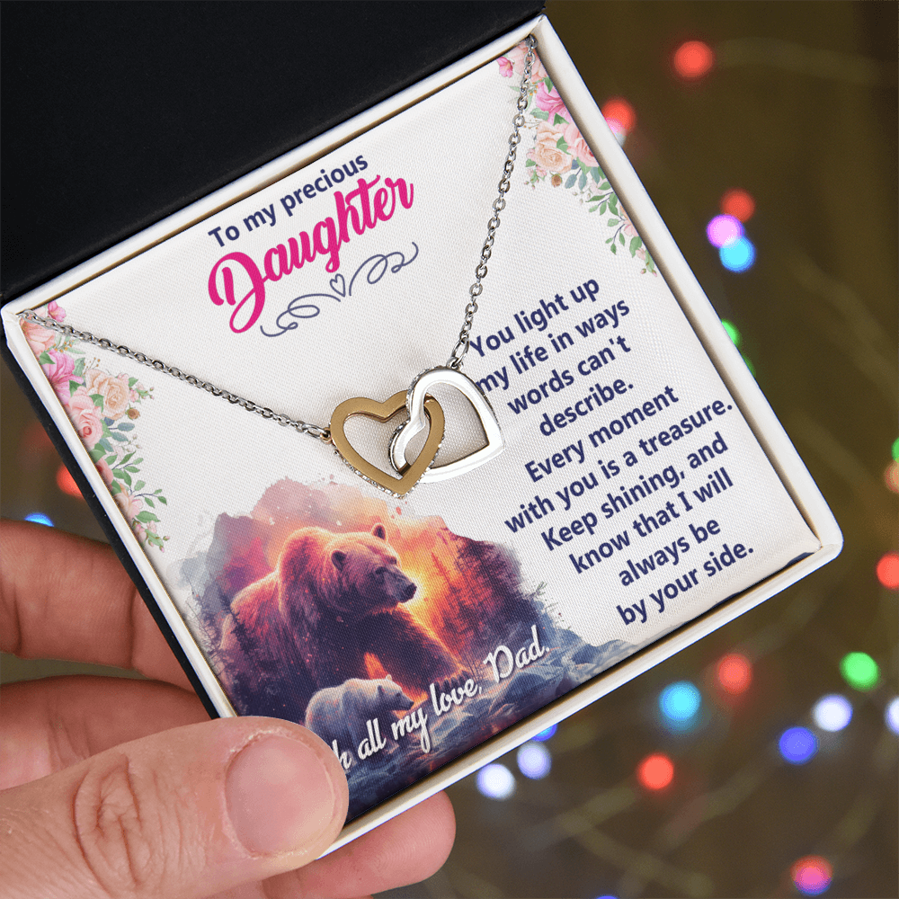 Interlocking Hearts Necklace:To My Precious Daughter With All My Love Dad