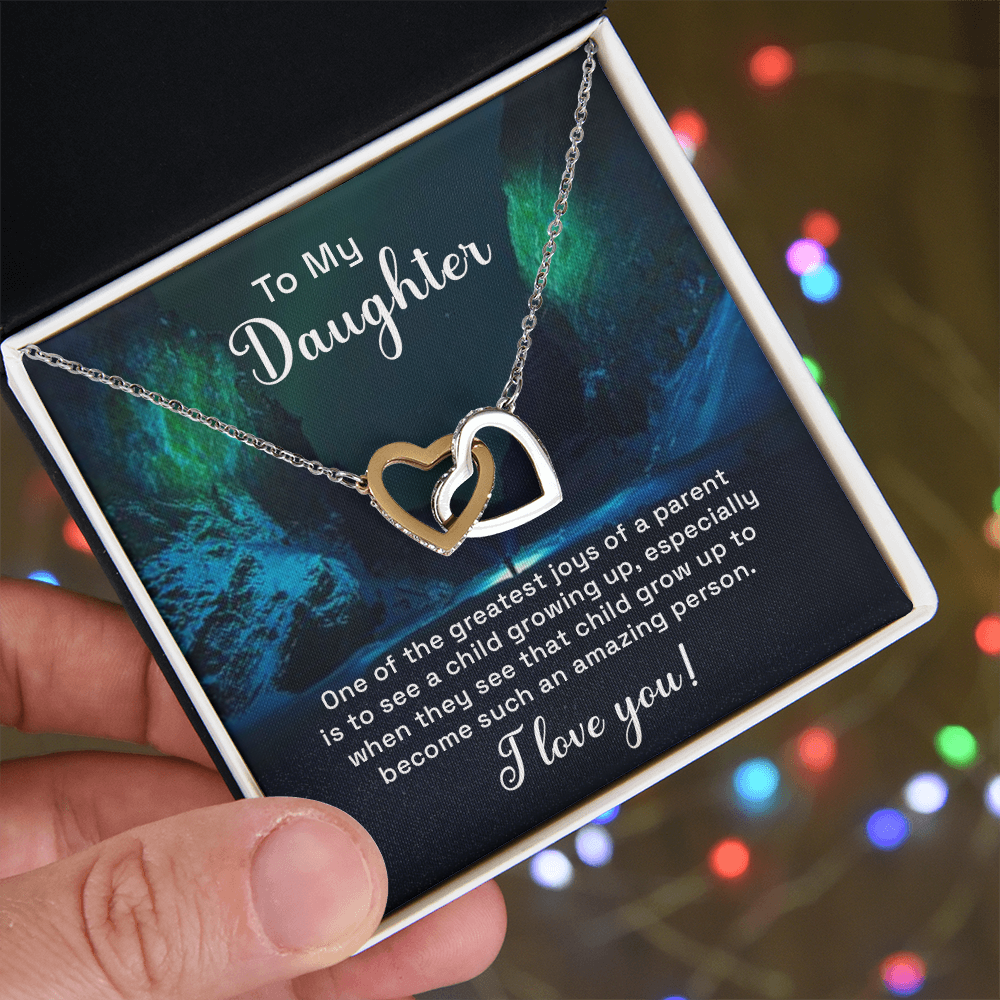 Interlocking Hearts Necklace : To My Daughter I Love You