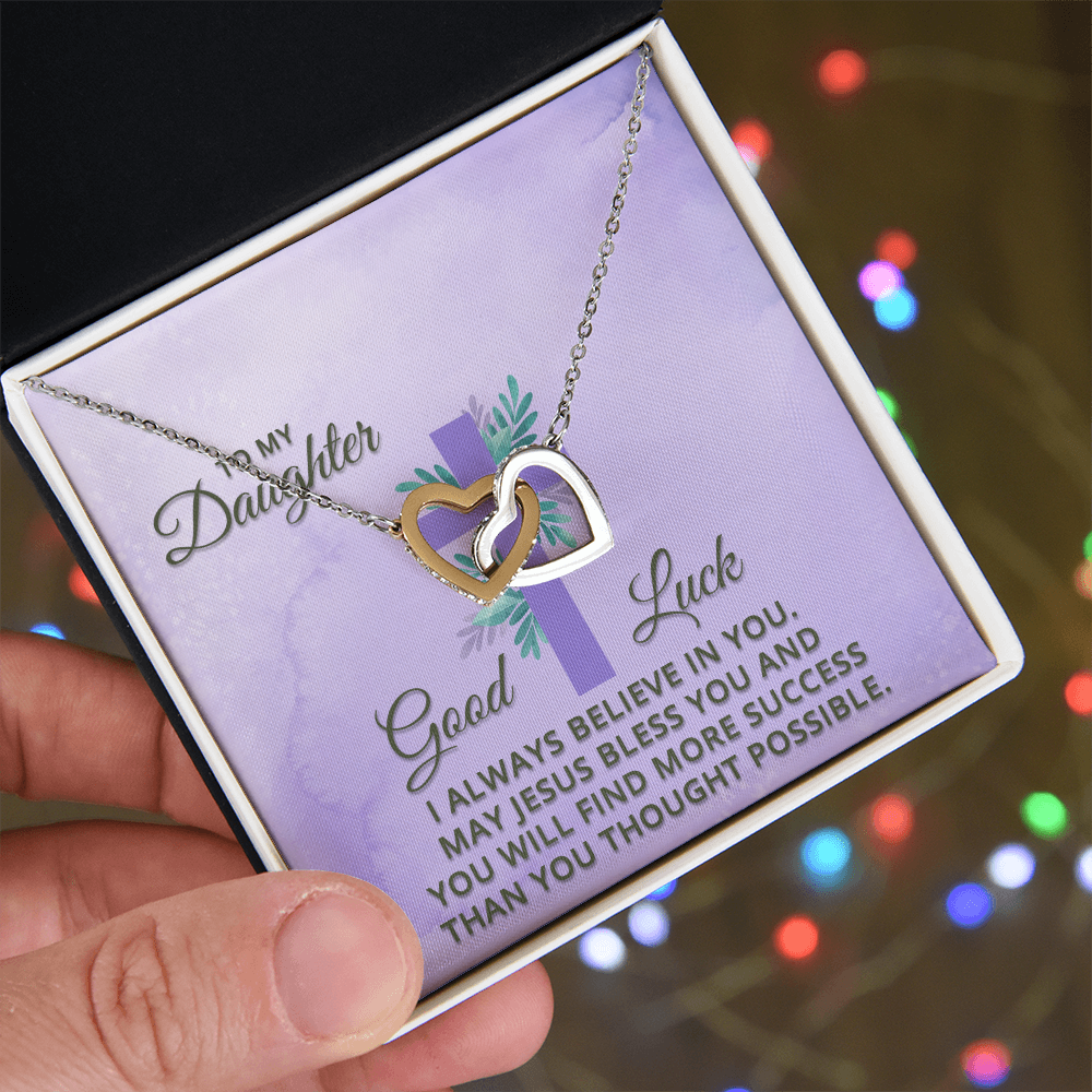 Interlocking Hearts Necklace : To MY Daughter May Jesus Bless You