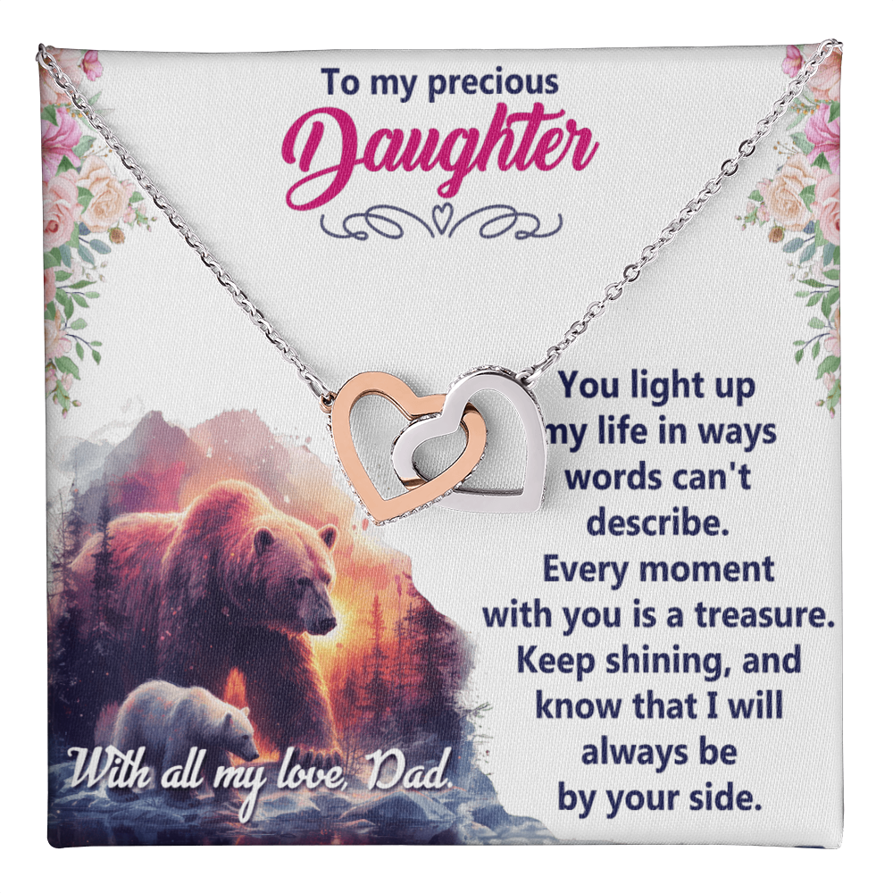 Interlocking Hearts Necklace:To My Precious Daughter With All My Love Dad