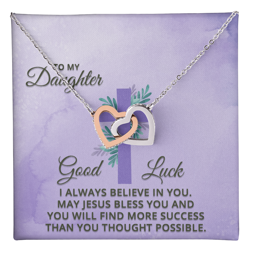Interlocking Hearts Necklace : To MY Daughter May Jesus Bless You