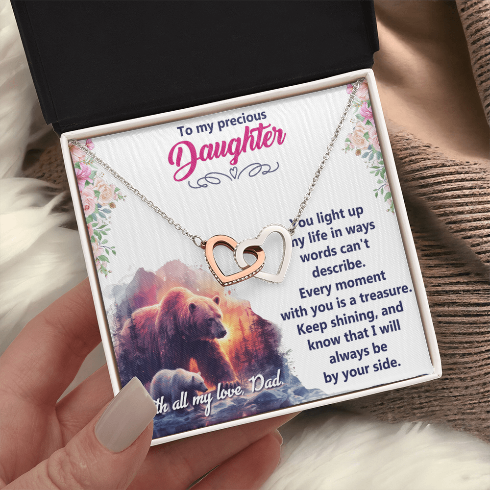 Interlocking Hearts Necklace:To My Precious Daughter With All My Love Dad