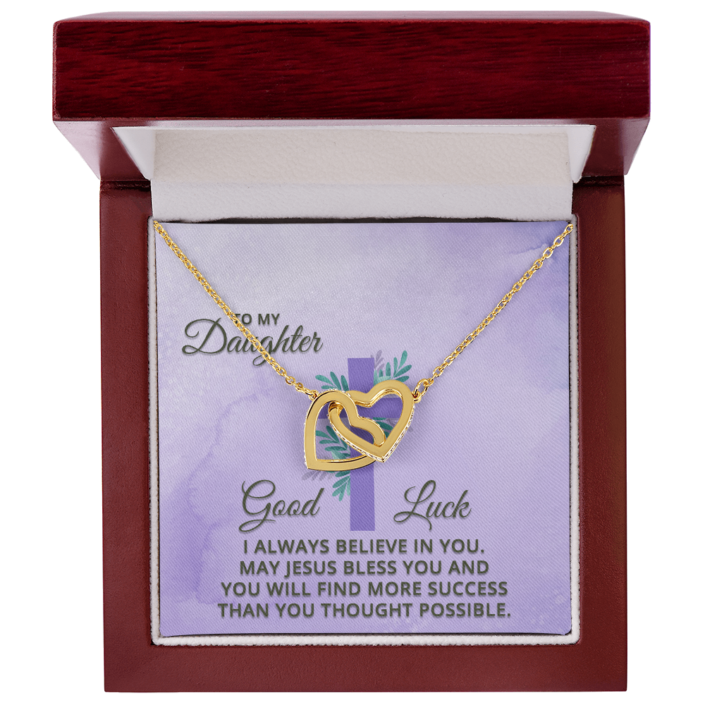 Interlocking Hearts Necklace : To MY Daughter May Jesus Bless You