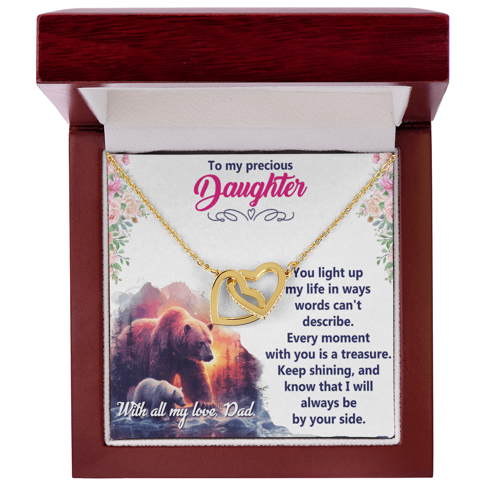 Interlocking Hearts Necklace:To My Precious Daughter With All My Love Dad