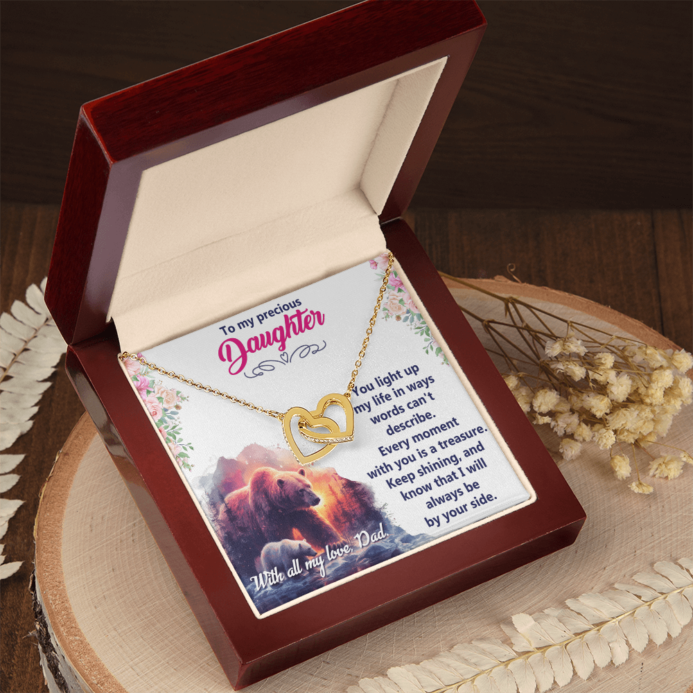 Interlocking Hearts Necklace:To My Precious Daughter With All My Love Dad