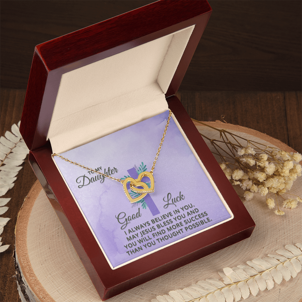 Interlocking Hearts Necklace : To MY Daughter May Jesus Bless You