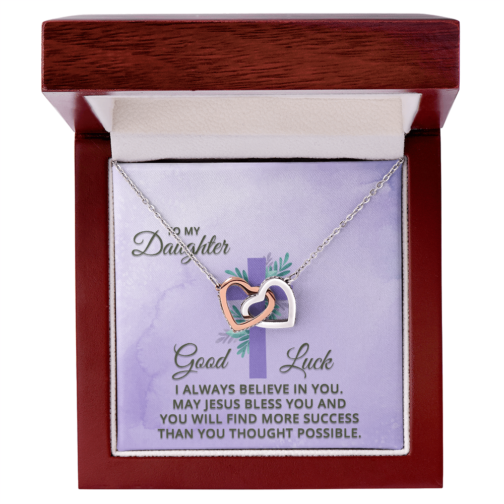 Interlocking Hearts Necklace : To MY Daughter May Jesus Bless You
