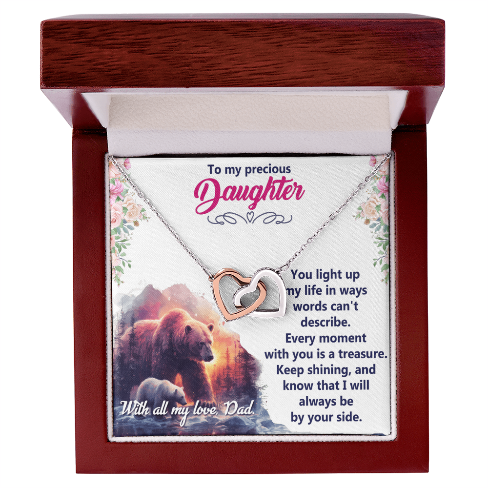 Interlocking Hearts Necklace:To My Precious Daughter With All My Love Dad