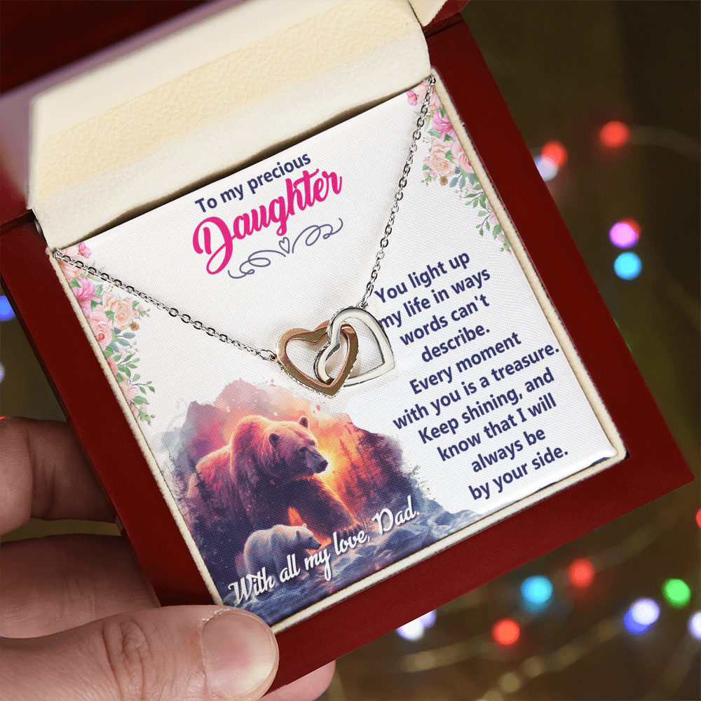 Interlocking Hearts Necklace:To My Precious Daughter With All My Love Dad