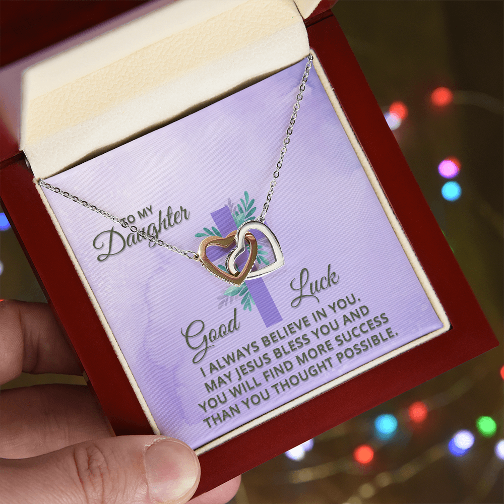 Interlocking Hearts Necklace : To MY Daughter May Jesus Bless You