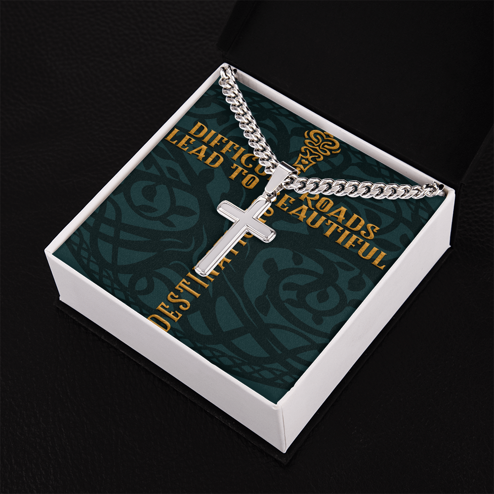 Cuban Link Chain with Artisan Cross :Men's Difficult Roads