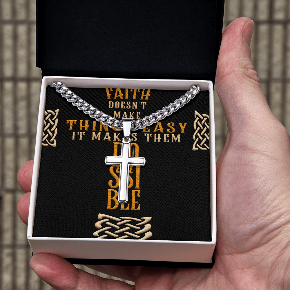 Cuban Link Chain with Artisan Cross : Men's Faith
