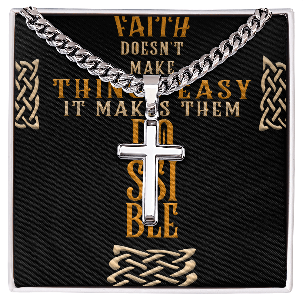 Cuban Link Chain with Artisan Cross : Men's Faith