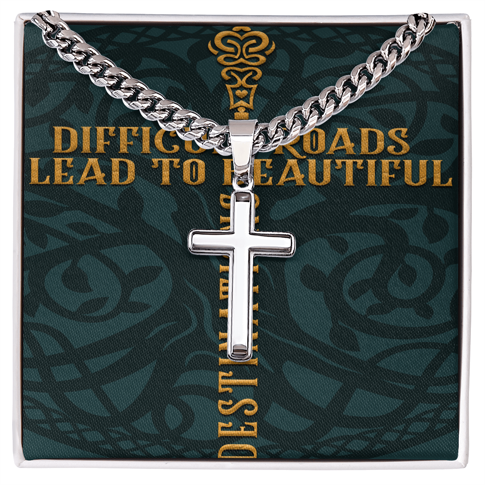 Cuban Link Chain with Artisan Cross :Men's Difficult Roads
