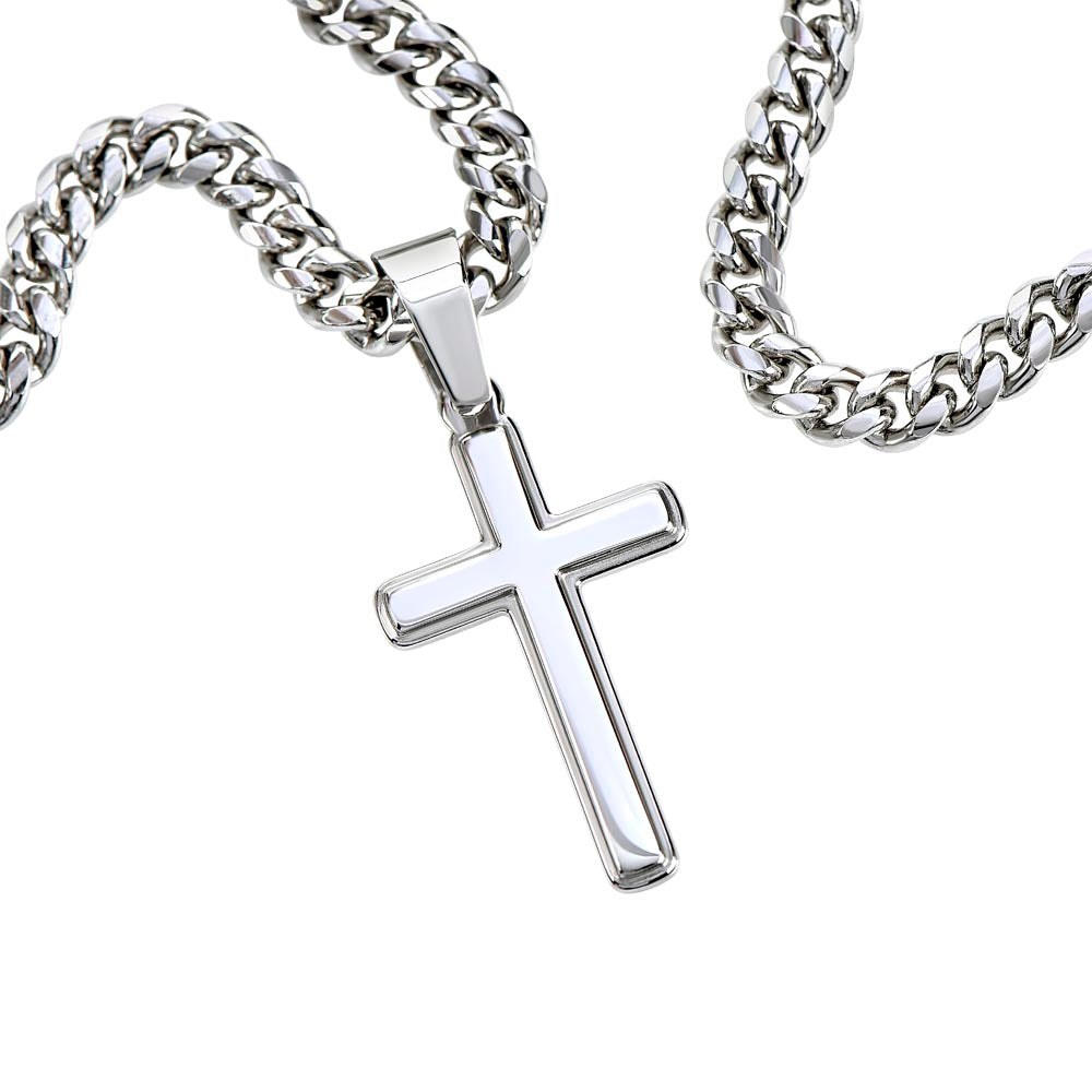 Cuban Link Chain with Artisan Cross : Men's Faith