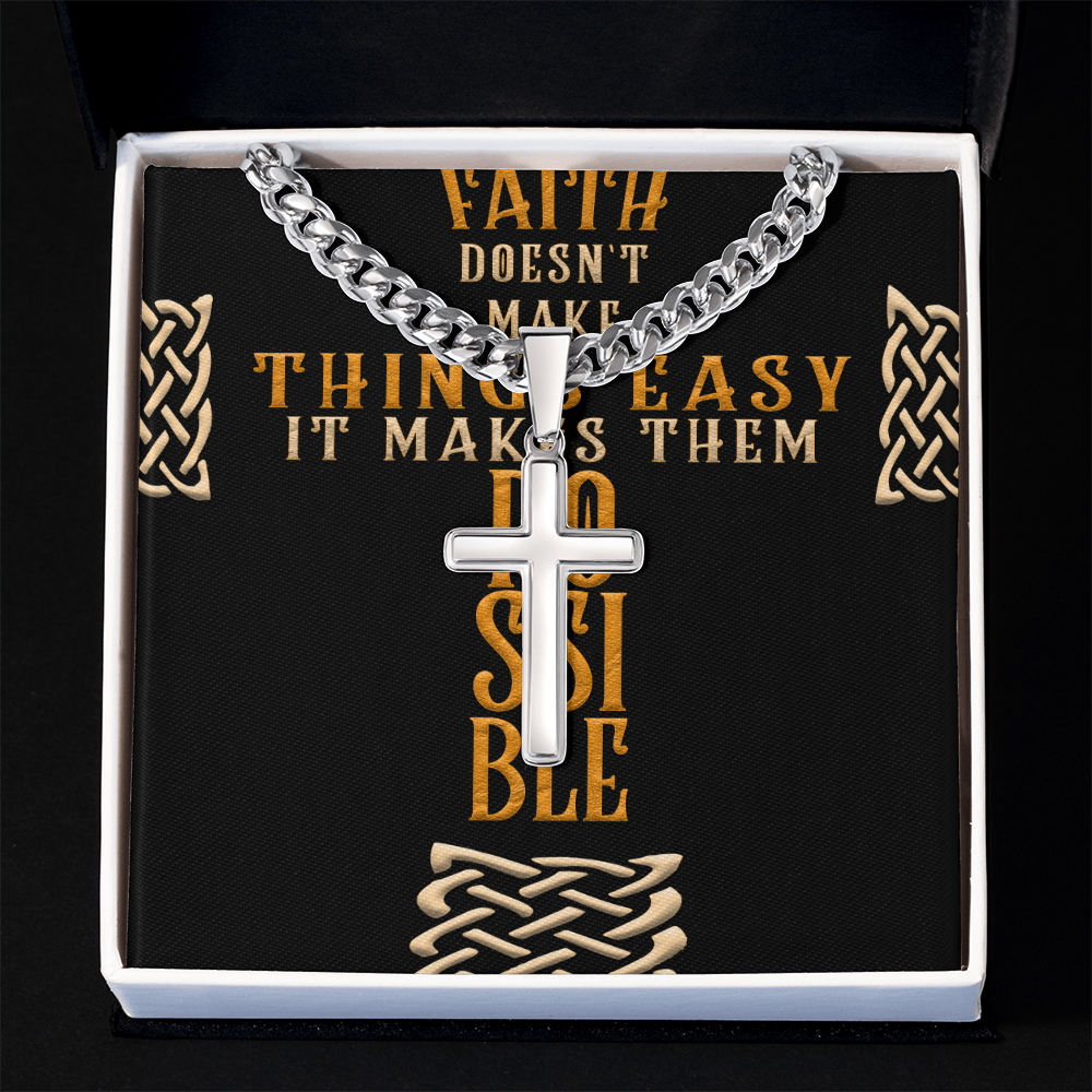 Cuban Link Chain with Artisan Cross : Men's Faith