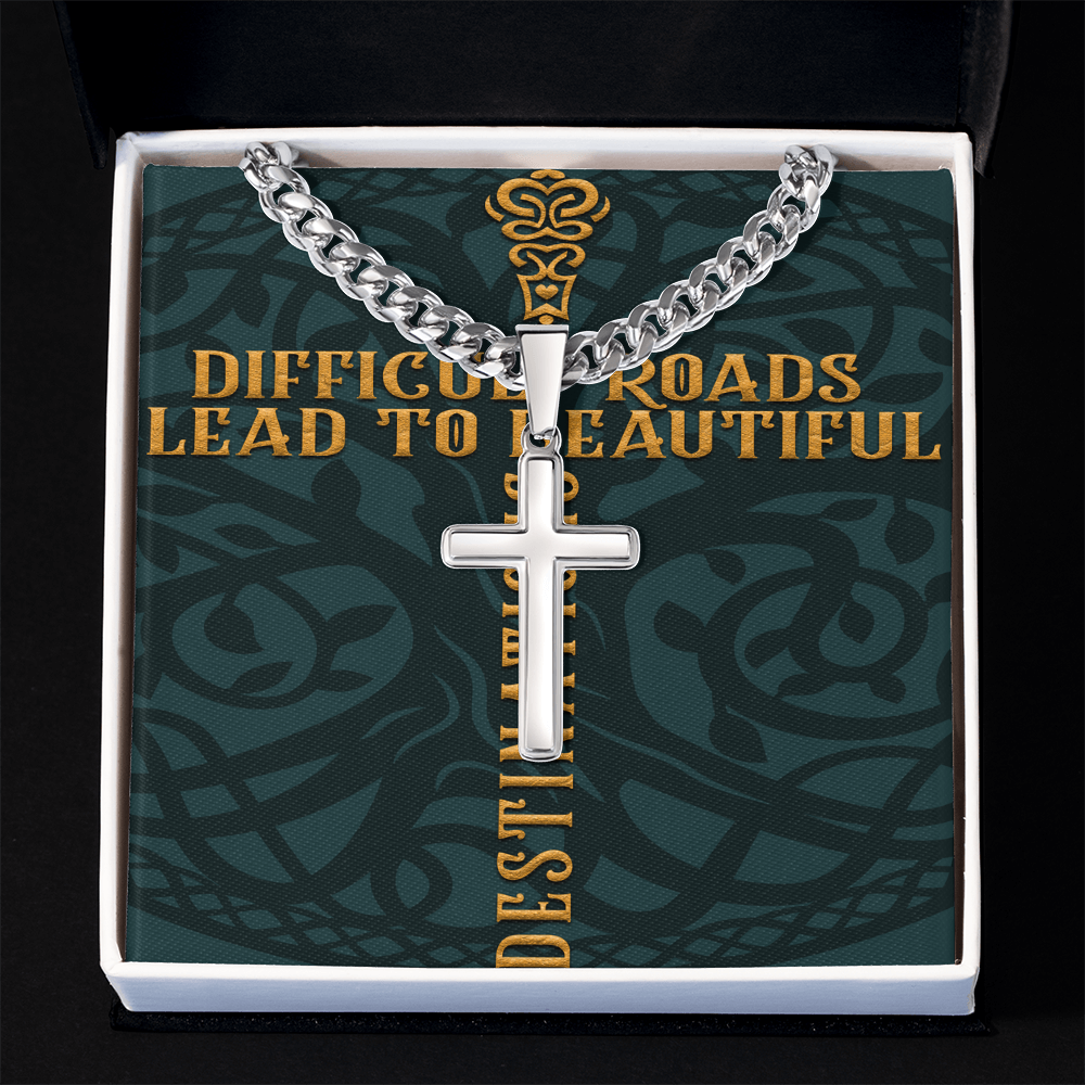 Cuban Link Chain with Artisan Cross :Men's Difficult Roads