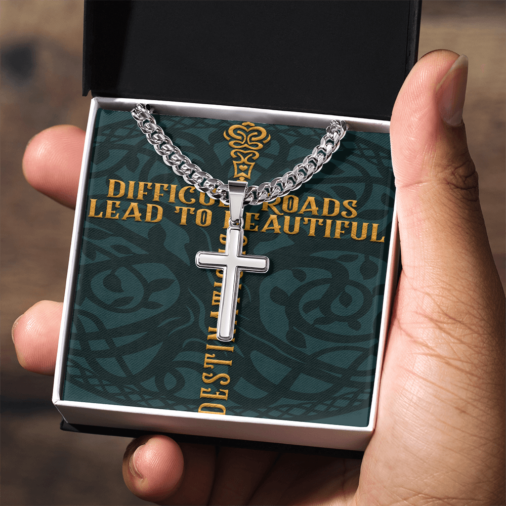Cuban Link Chain with Artisan Cross :Men's Difficult Roads