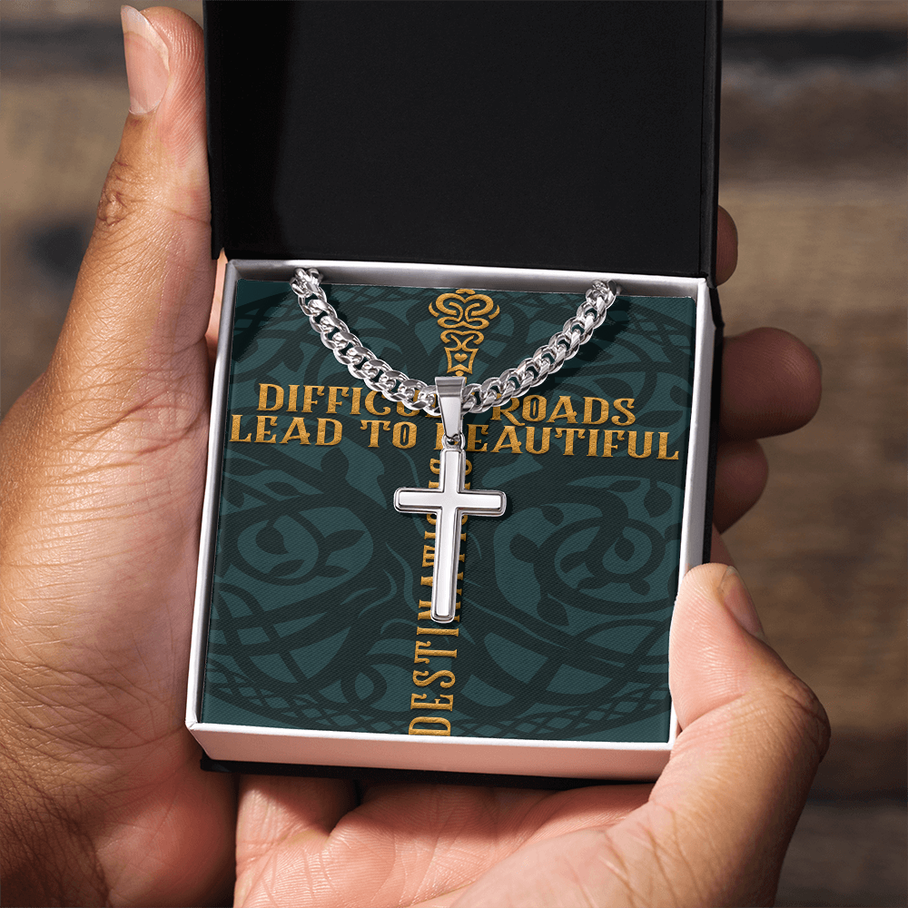 Cuban Link Chain with Artisan Cross :Men's Difficult Roads