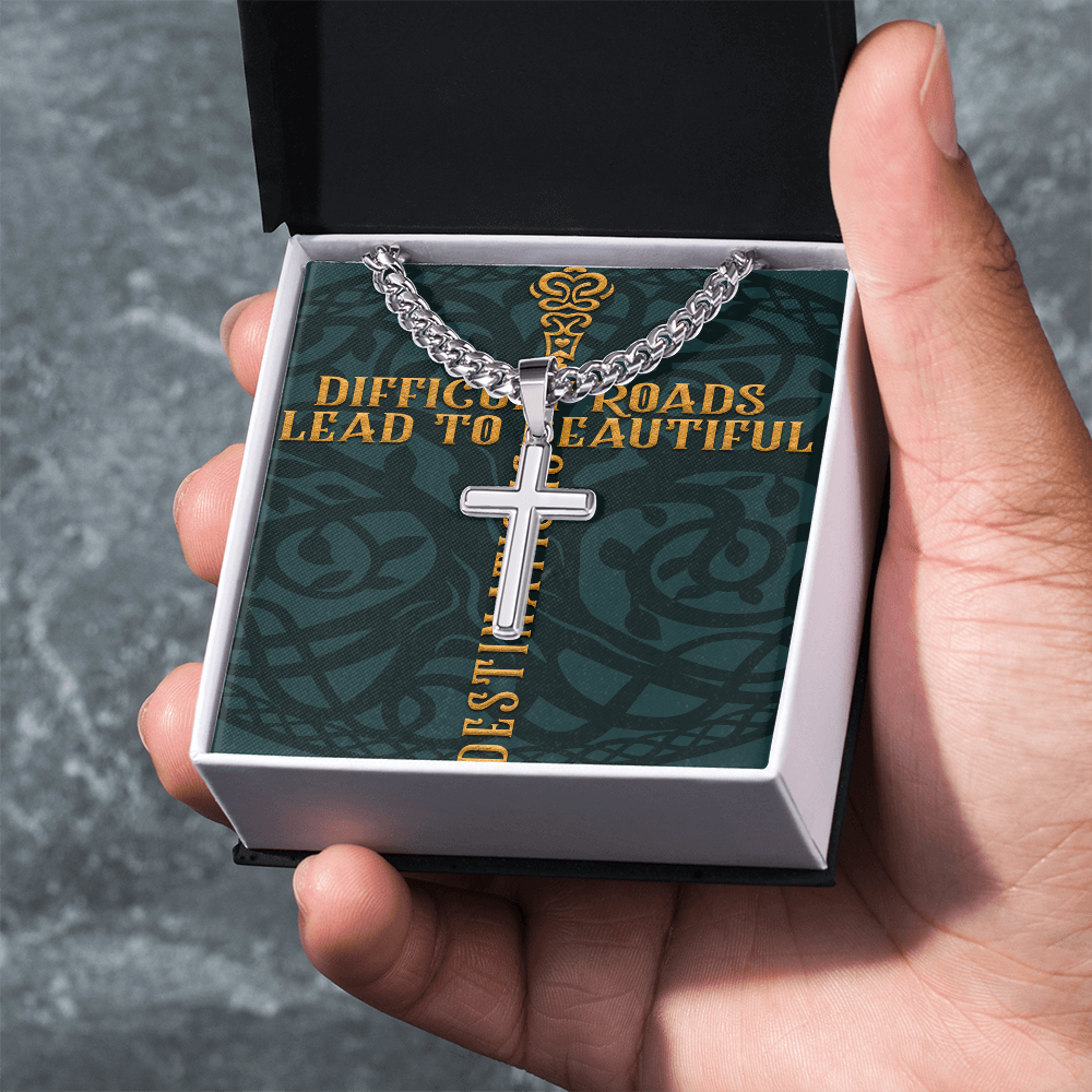 Cuban Link Chain with Artisan Cross :Men's Difficult Roads