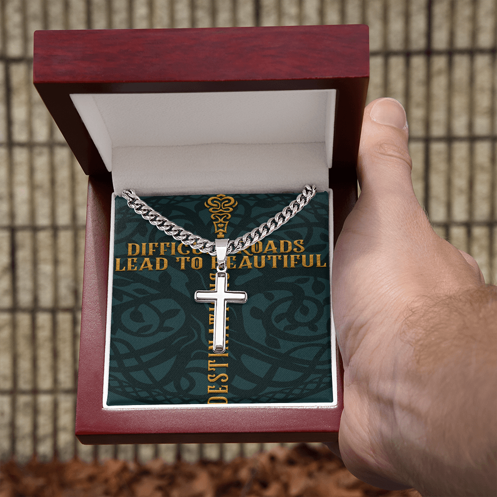 Cuban Link Chain with Artisan Cross :Men's Difficult Roads