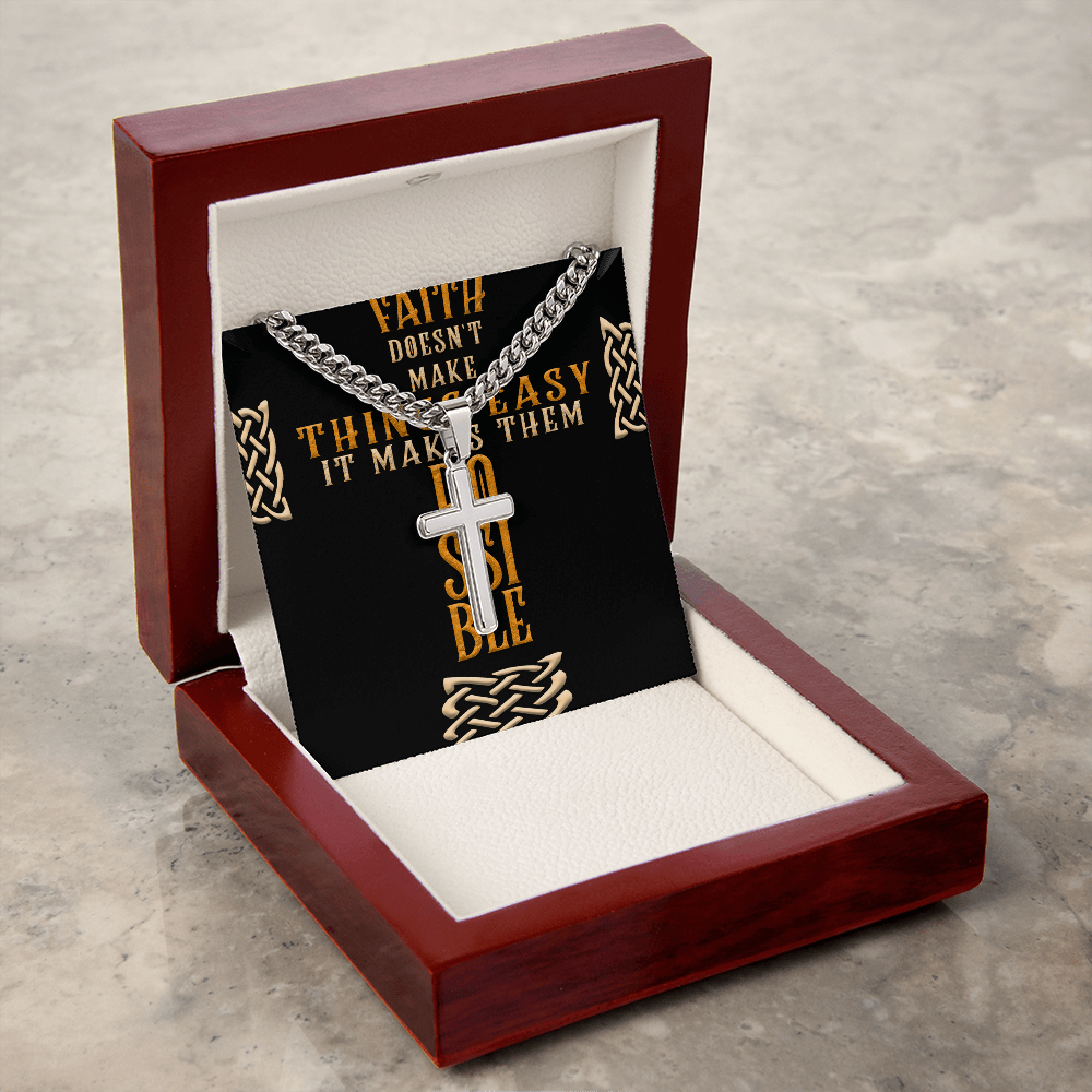 Cuban Link Chain with Artisan Cross : Men's Faith