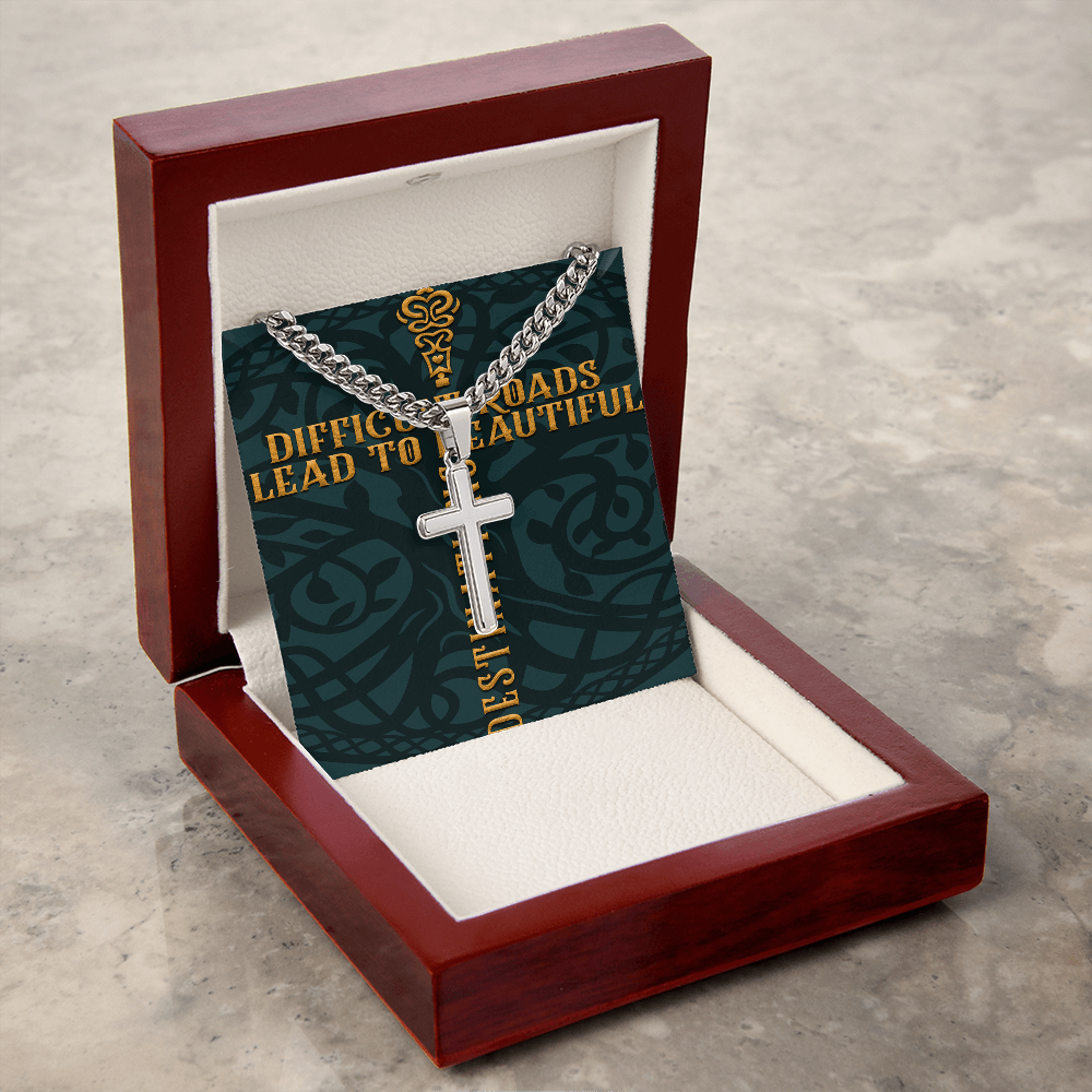 Cuban Link Chain with Artisan Cross :Men's Difficult Roads