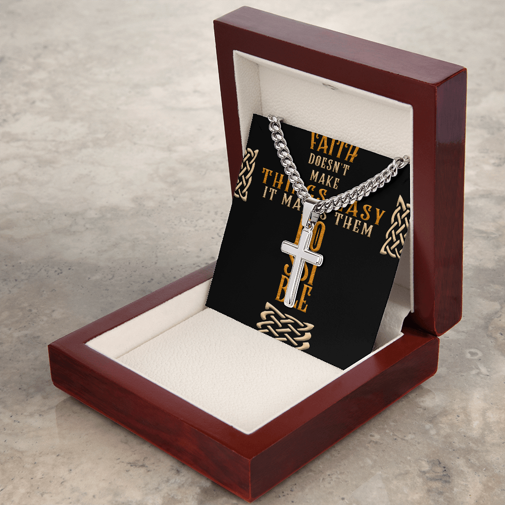 Cuban Link Chain with Artisan Cross : Men's Faith