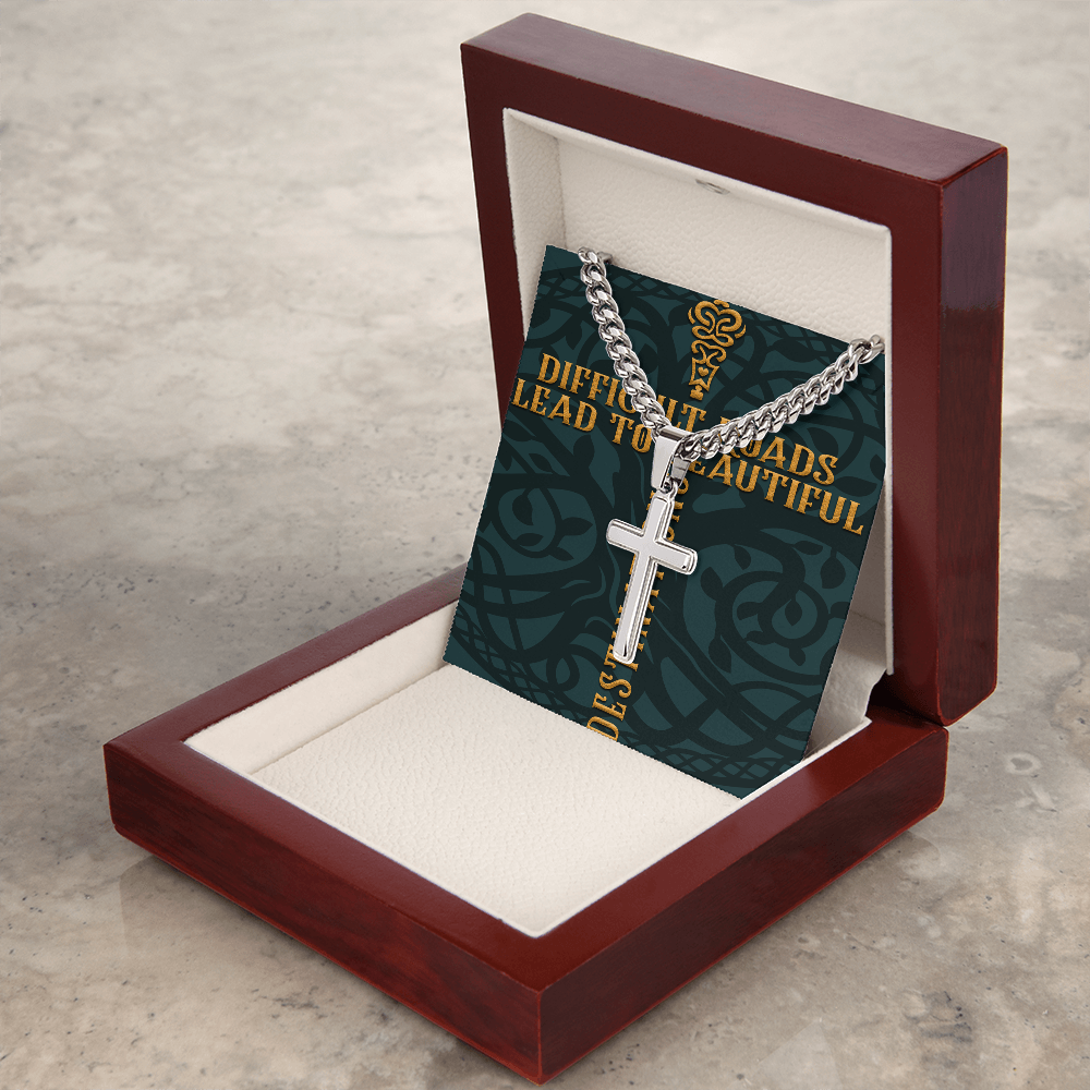 Cuban Link Chain with Artisan Cross :Men's Difficult Roads