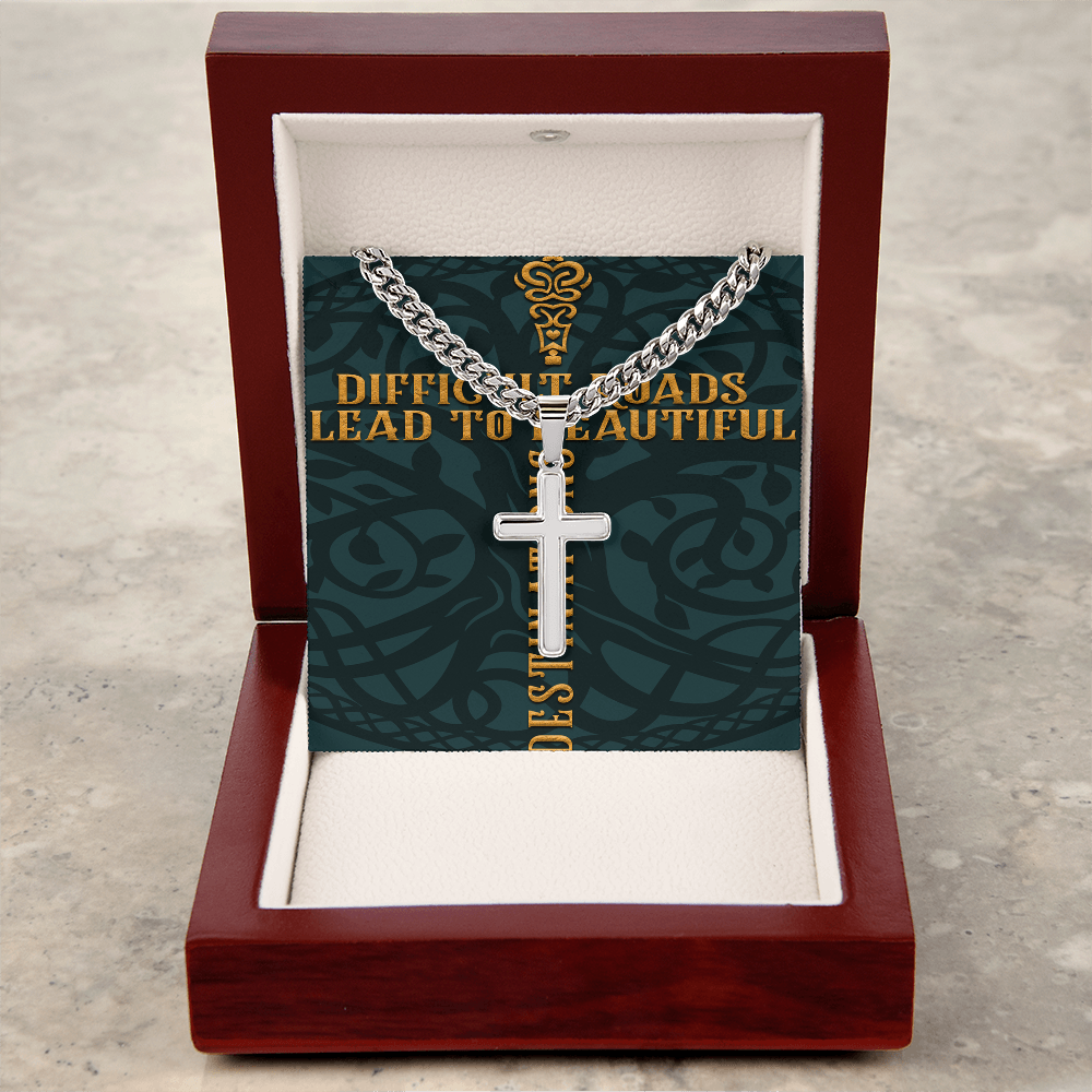 Cuban Link Chain with Artisan Cross :Men's Difficult Roads