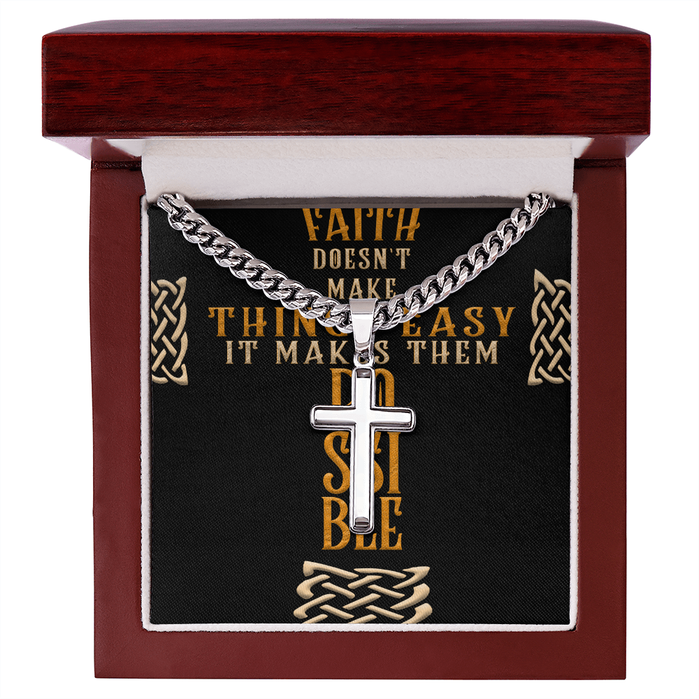 Cuban Link Chain with Artisan Cross : Men's Faith