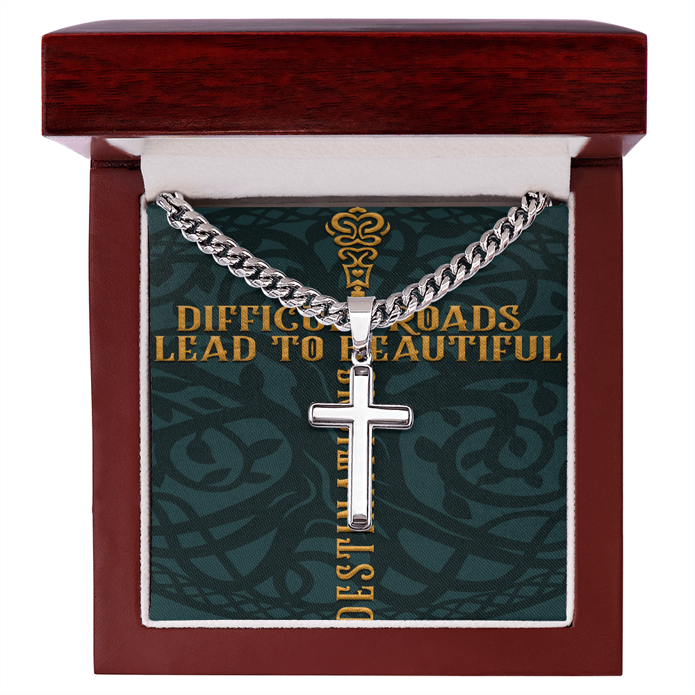 Cuban Link Chain with Artisan Cross :Men's Difficult Roads