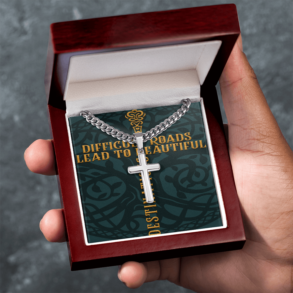 Cuban Link Chain with Artisan Cross :Men's Difficult Roads