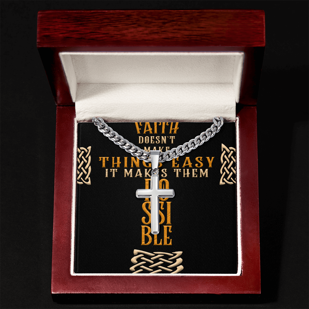 Cuban Link Chain with Artisan Cross : Men's Faith