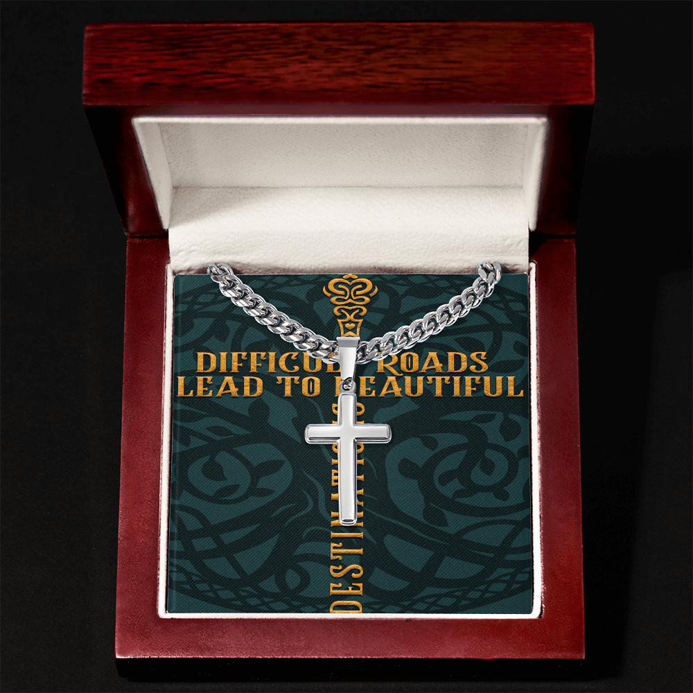 Cuban Link Chain with Artisan Cross :Men's Difficult Roads