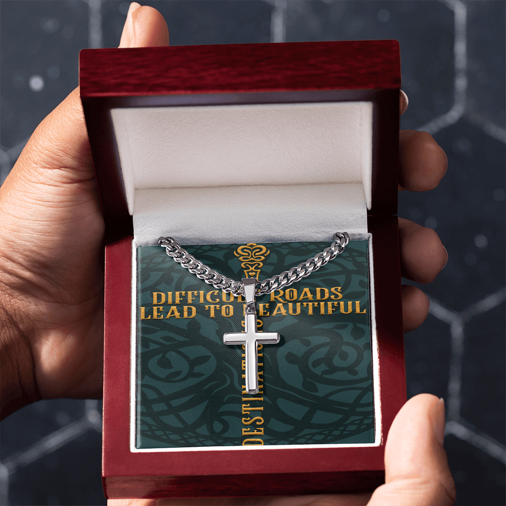 Cuban Link Chain with Artisan Cross :Men's Difficult Roads