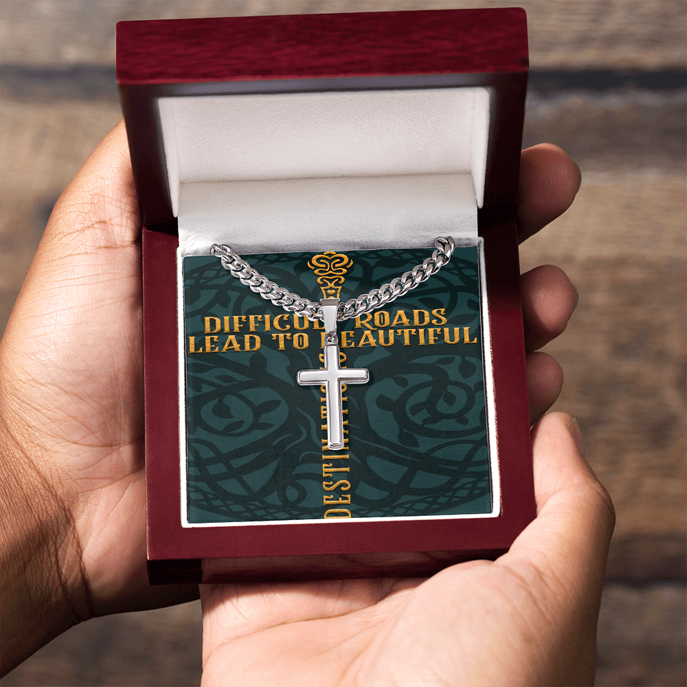 Cuban Link Chain with Artisan Cross :Men's Difficult Roads