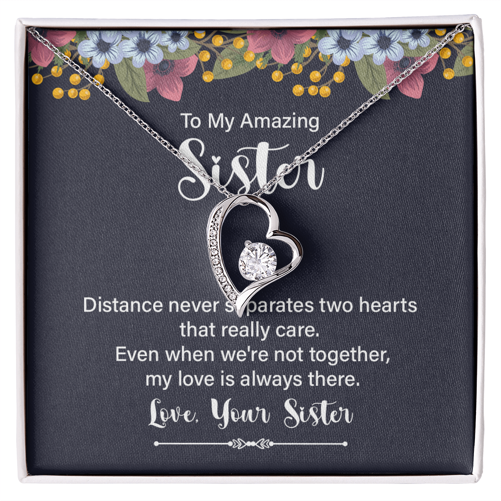 Forever Love Necklace:To My Amazing Sister Distance Never Separates