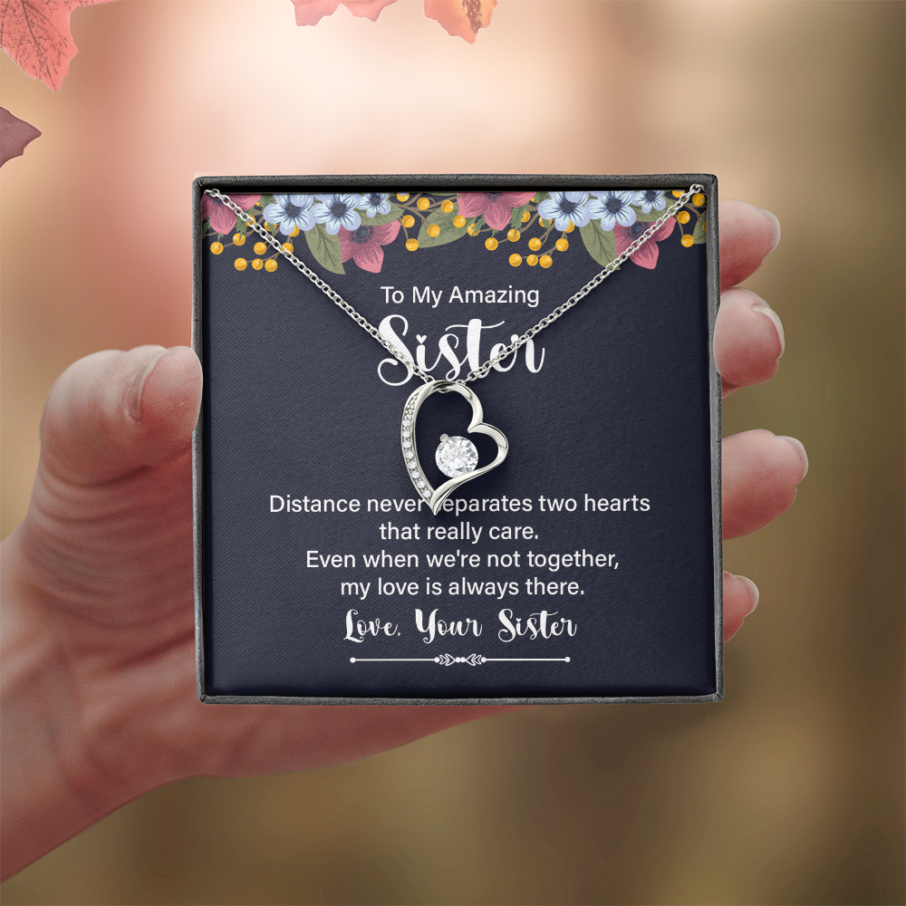 Forever Love Necklace:To My Amazing Sister Distance Never Separates