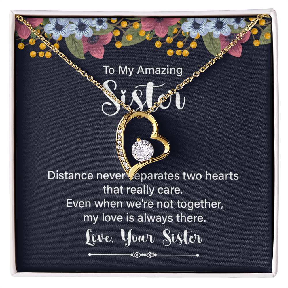 Forever Love Necklace:To My Amazing Sister Distance Never Separates