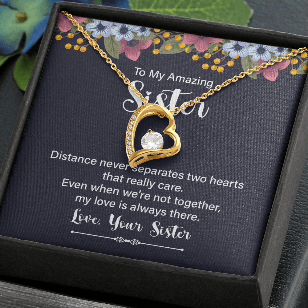Forever Love Necklace:To My Amazing Sister Distance Never Separates