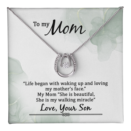 Lucky In Love Necklace: To My Mom Love Your Son