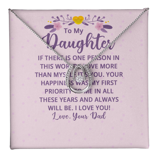 Lucky In Love Necklace:To My Daughter Love Your Dad