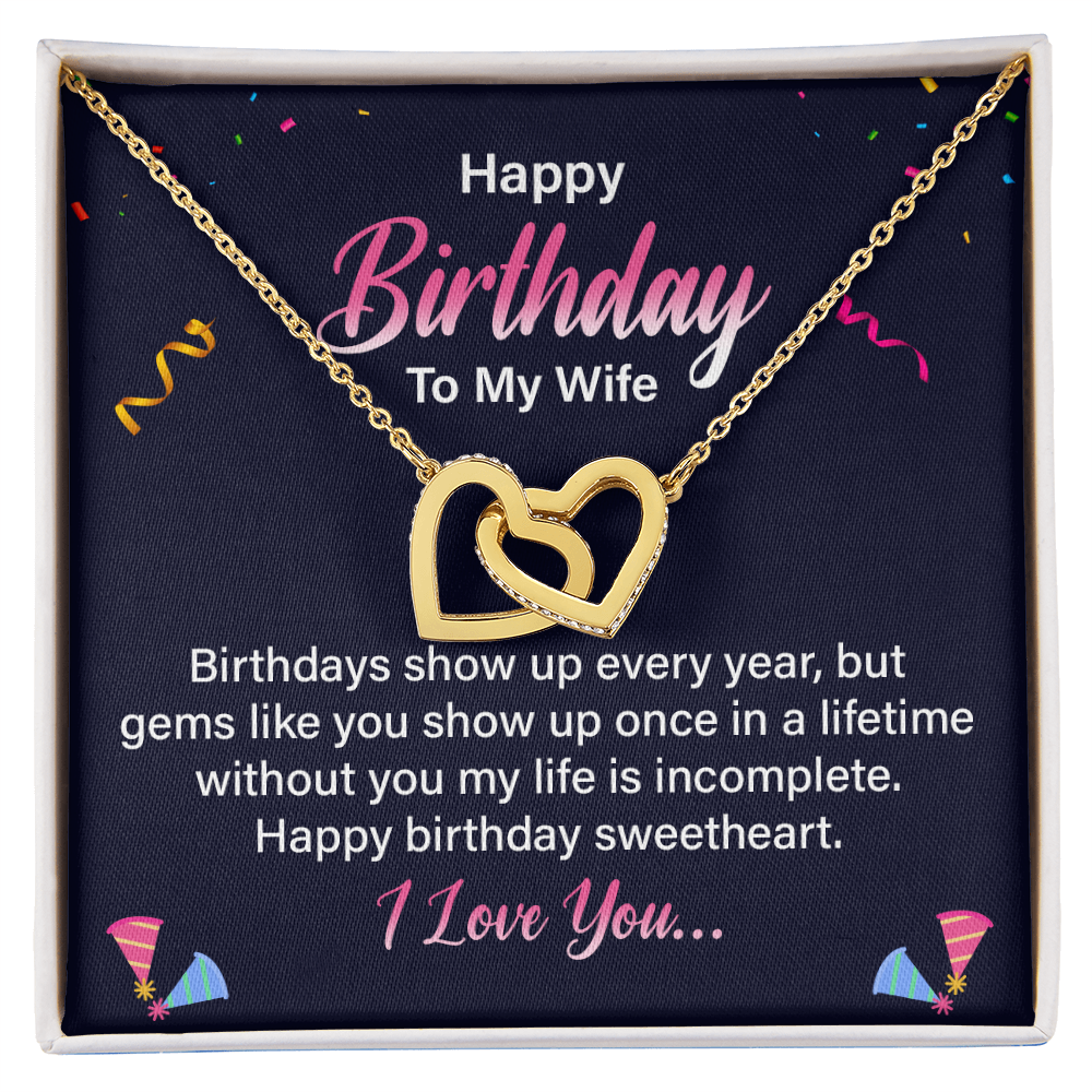 Interlocking Hearts Necklace :Happy Birthday To My Wife I Love You