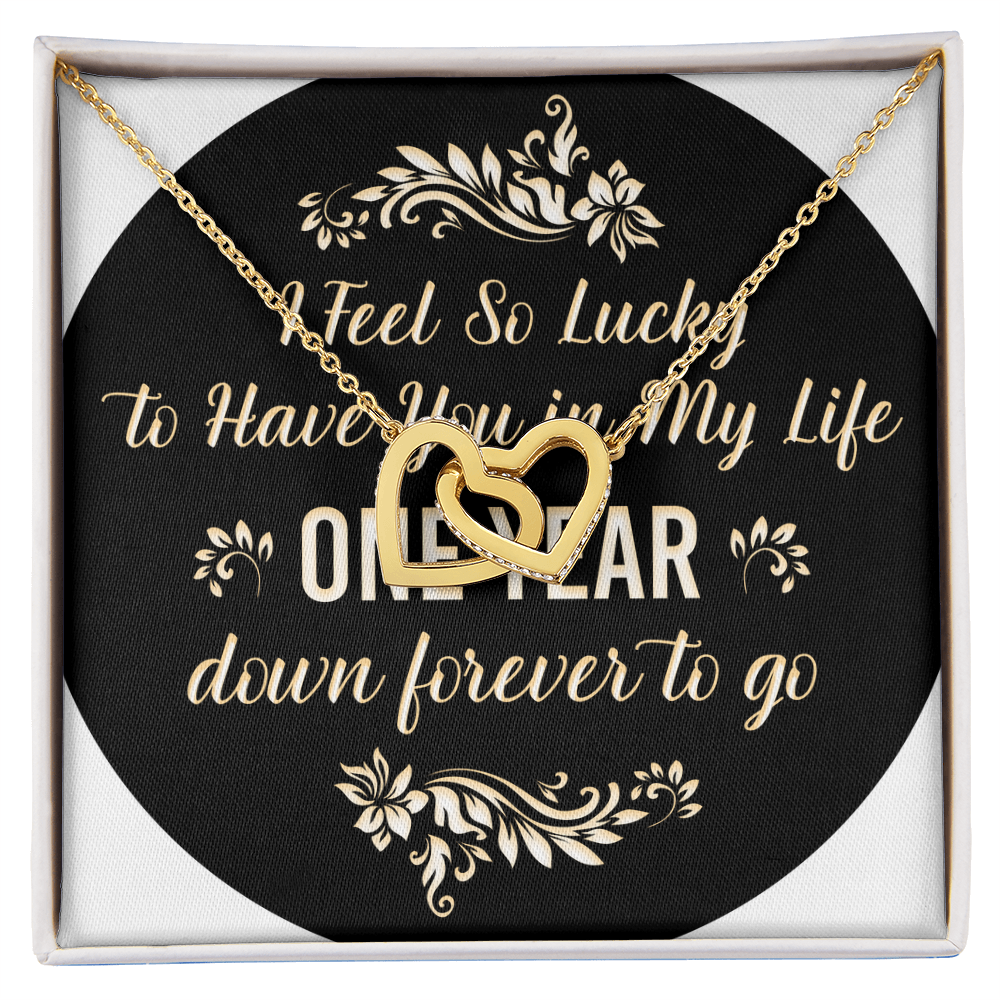 Interlocking Hearts Necklace: I Feel So Lucky To  Have You