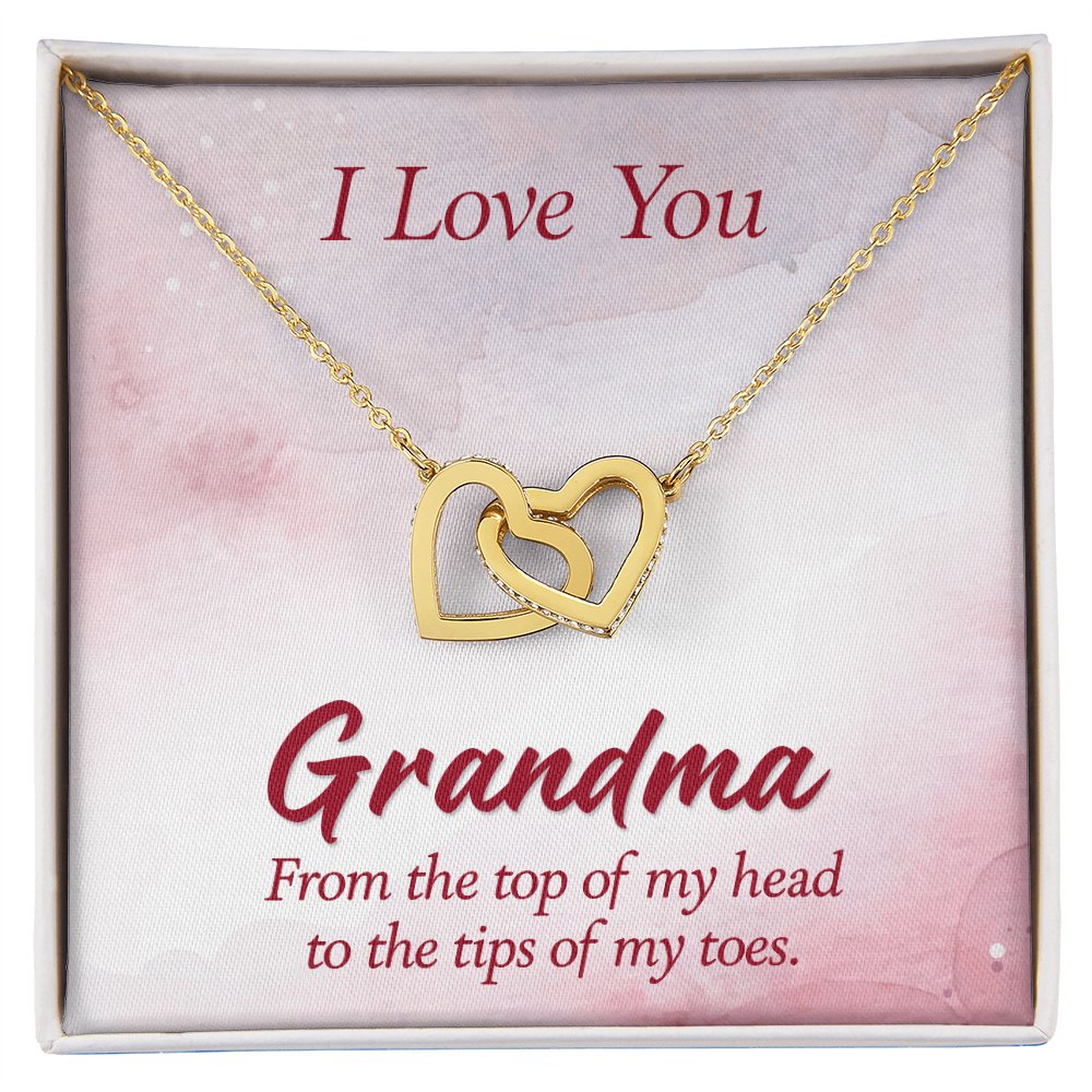 Interlocking Hearts Necklace :I Love You Grandma