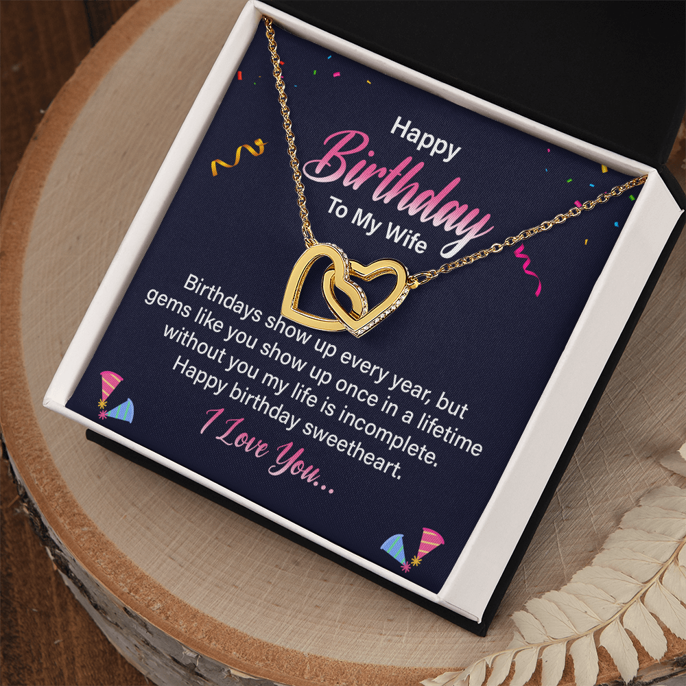 Interlocking Hearts Necklace :Happy Birthday To My Wife I Love You