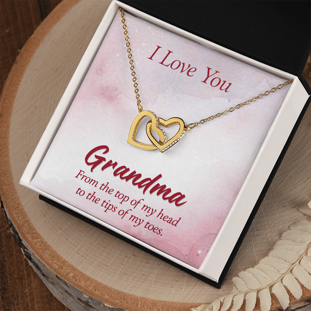 Interlocking Hearts Necklace :I Love You Grandma
