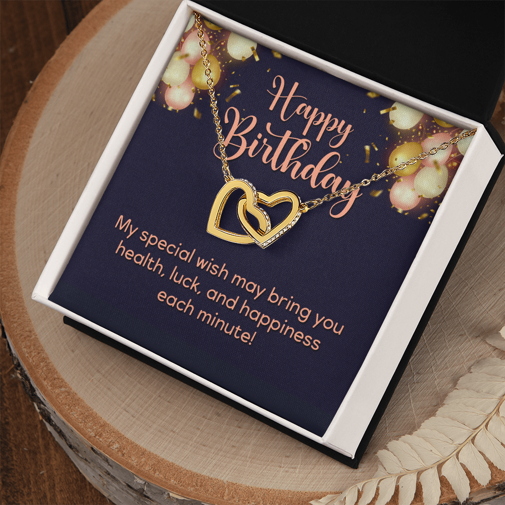 Interlocking Hearts Necklace : Happy Birthday My Special Wish